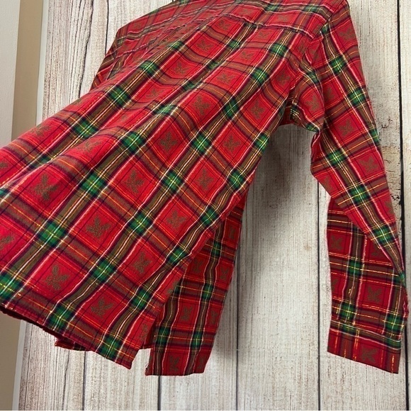 Vintage Basic Editions Womens Christmas Holiday Woven Shirt size Large - Picture 7 of 12